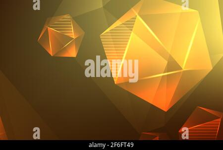 Luci gialle e sfondo digitale poligonale Foto Stock