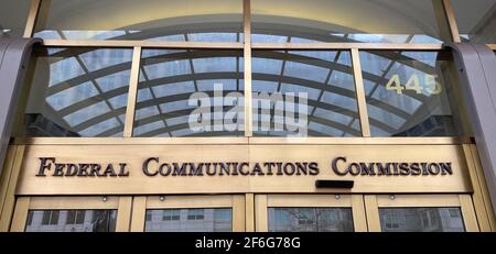 Washington DC, Stati Uniti. 31 Marzo 2021. Gli uffici del Comitato federale delle comunicazioni di Washington DC sono esposti mercoledì 31 marzo 2021. (Immagine di credito: © Mark HertzbergZUMA Wire) Foto Stock