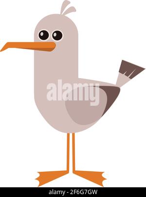 Icona e logo vettoriale di illustrazione cartoni animati di Seagull isolato su bianco abckground Illustrazione Vettoriale