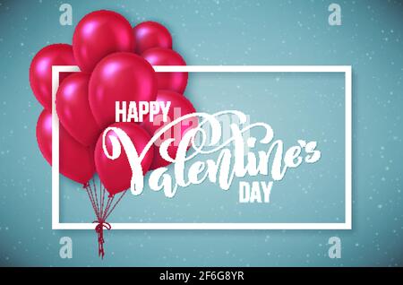 Buono Happy San Valentino. Poster con scritte disegnate a mano. Vettore Illustrazione Vettoriale