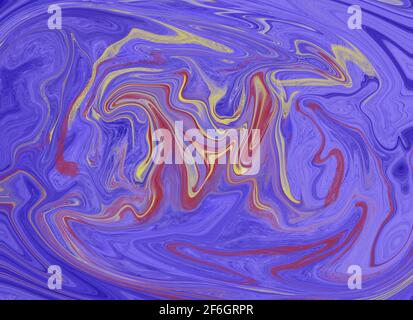 Colori psichedelici fluenti in questa pittura digitale astratta. Foto Stock