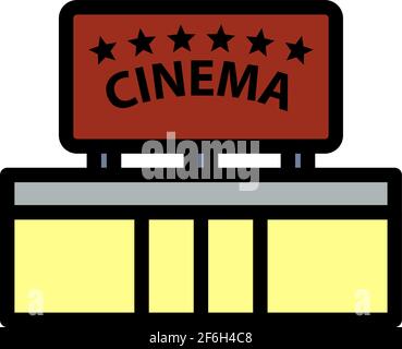 Icona ingresso cinema. Contorno grassetto modificabile con disegno riempimento colore. Illustrazione vettoriale. Illustrazione Vettoriale