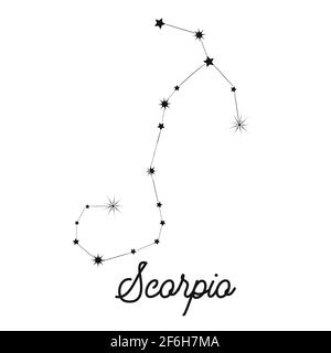 Segno zodiacale sotto forma di costellazione nel cielo. Stelle e linee. Illustrazione Vettoriale