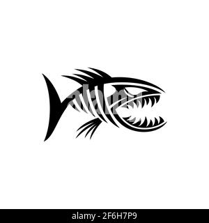 Disegno del logo Piranha, illustrazione vettoriale Illustrazione Vettoriale