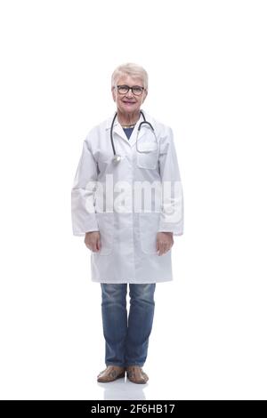 in piena crescita. medico femminile qualificato con uno stetoscopio Foto Stock