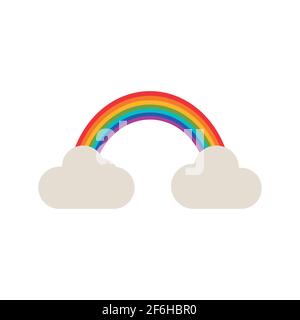 Icona arcobaleno nelle nuvole, illustrazione vettoriale isolata su sfondo bianco. Illustrazione Vettoriale