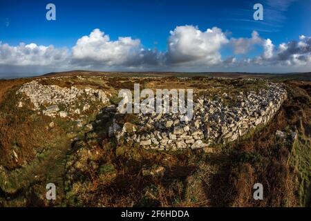 Chun Castello; Penwith; Cornovaglia; Regno Unito Foto Stock