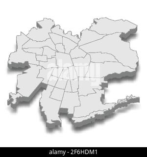 La mappa isometrica 3d della città di Santiago è una capitale del Cile, illustrazione vettoriale Illustrazione Vettoriale