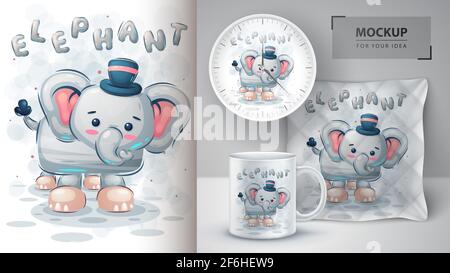 Teddy dinosaur - simpatico poster adorabile e merchandising. Illustrazione Vettoriale