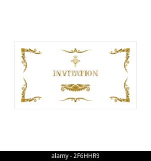 Invito stile vintage. Elementi di design floreali disegnati a mano. Modello vettoriale di lusso per biglietti d'auguri e inviti. Parte del set. Illustrazione Vettoriale