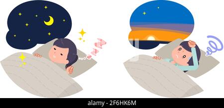 Un insieme di donne del personale medico buon sonno e insonnia.IT vettore arte così facile da modificare. Illustrazione Vettoriale