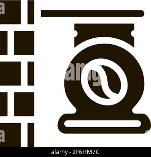 Illustrazione di Vector Glyph dell'icona della targa del caffè Illustrazione Vettoriale