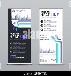 Costruzione rollup moderno, corporativo banner design Illustrazione Vettoriale