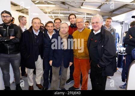 OWEN JONES Lindsay (GBR), Président ot the FIA Endurance Commission portait Ambiance FILLON Pierre (fra), presidente di ACO portait, Ambiance NICOLET Jacques (fra) presidente di Onroak Automotive TODT Jean presidente di FIA portait Ambiance, durante la FIA European le Mans Series ELMS Championship 2017 4 ore di Silverstone, Inghilterra, Dal 14 al 16 aprile - Foto Francois Flamand / DPPI Foto Stock