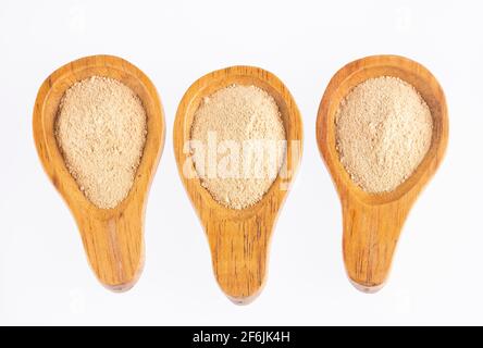 Polvere organica di maca - Lepidium meyenii. Foto Stock