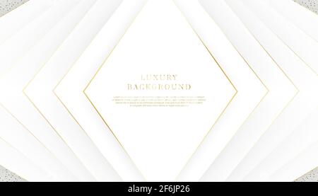Sfondo di lusso astratto. Colore bianco e oro con spazio per i contenuti. Design elegante e di alta qualità. Illustrazione Vettoriale