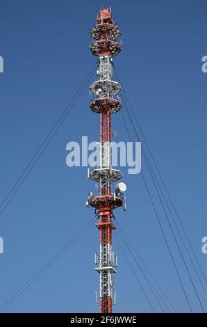 Germania, asta di trasmissione cellulare / DEUTSCHLAND, Garding, Sendemast fuer Mobilfunk Foto Stock