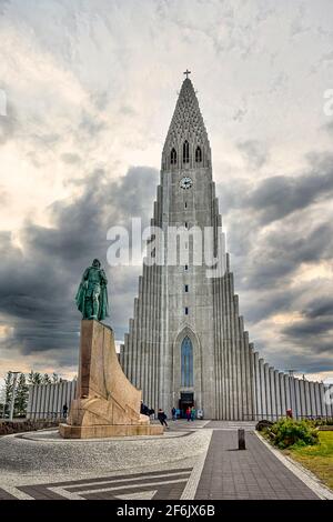 Chiesa di Hallgrímskirkja. Reykjavik Islanda Foto Stock