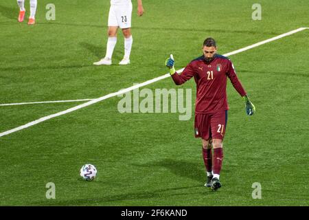 Portiere italiano Donnarumma durante una partita con la nazionale italiana Foto Stock