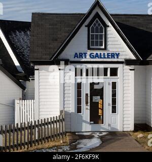 Esterno della galleria d'arte William deGarthe a Peggy's Cove, Canada. La galleria si trova nel famoso villaggio di pescatori della Nuova Scozia. Foto Stock