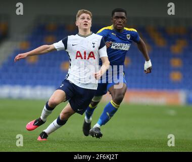 WIMBLEDON INGHILTERRA - MARZO 31: Matthew Craig di Tottenham Hotspur under 18s durante fa Youth Cup quarto round vero e proprio tra AFC Wimbledon e Tottenh Foto Stock