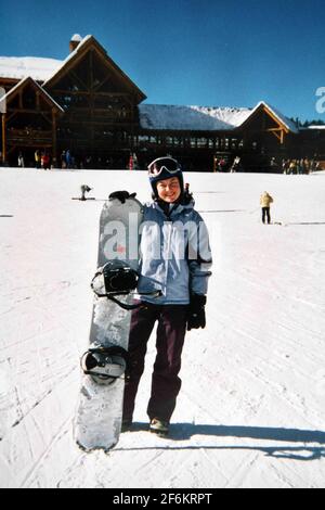 Teresa Cornell concorrente nel Transplant Games, snowboard in Canada copia pix David Sandison Foto Stock