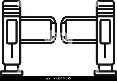 Icona della barriera del tornello, stile del contorno Illustrazione Vettoriale