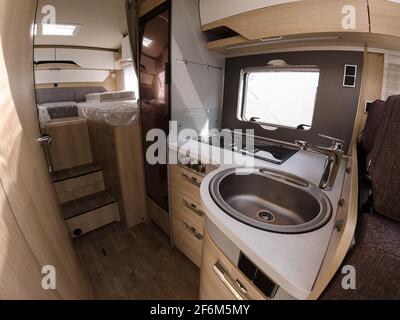 L'interno del camper . Vista interna Foto Stock