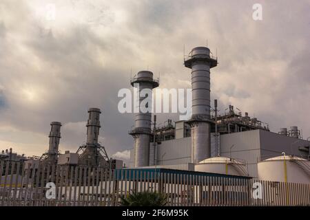 Centrale termica per la produzione di energia elettrica, a Barcellona, Spagna Foto Stock