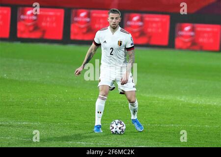 Toby Alderweireld del Belgio durante la Coppa del mondo FIFA 2022, la partita di calcio del gruppo e dei qualificatori tra il Belgio e il Galles il 24 marzo 2021 al King Power allo stadio Den Dreef di Leuven, Belgio - Foto Laurent Lairys / DPPI Foto Stock