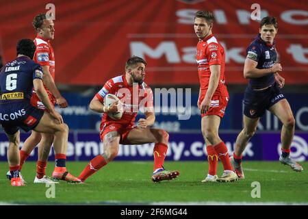 Greg Minikin (3) di Hull KR fa una pausa, il 4/1/2021. (Foto di Mark Cosgrove/News Images/Sipa USA) Credit: Sipa USA/Alamy Live News Foto Stock