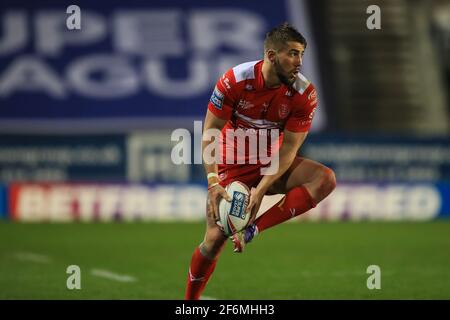 Greg Minikin (3) di Hull KR tocca la palla, il 4/1/2021. (Foto di Mark Cosgrove/News Images/Sipa USA) Credit: Sipa USA/Alamy Live News Foto Stock