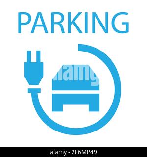 Simbolo delle stazioni di ricarica del parcheggio. Cartello di ricarica auto elettriche. Vettore Illustrazione Vettoriale