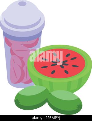 Icona della frutta tailandese. Isometrica di frutti thailandesi vettore icona per web design isolato su sfondo bianco Illustrazione Vettoriale