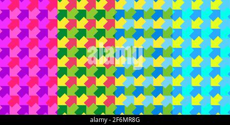 Colorful Simple Abstract Seamless Patterns Set with Arrows Vector Illustration Illustrazione Vettoriale
