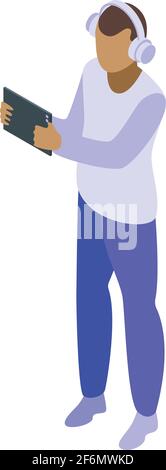 Icona interazione digitale. Isometrica dell'icona vettore di interazione digitale per il web design isolato su sfondo bianco Illustrazione Vettoriale