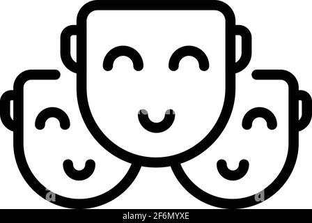 Icona Happy Crew. Contorno Happy Crew vettore icona per web design isolato su sfondo bianco Illustrazione Vettoriale