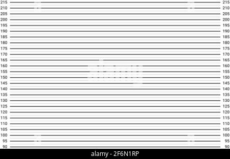 Sfondo mugshot. Parete di polizia con scala di misurazione dell'altezza. Illustrazione Vettoriale