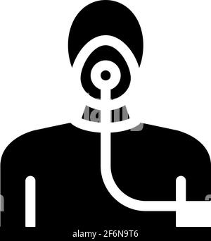 maschera di ossigeno per nebulizzatore per l'illustrazione del glifo vettoriale dell'icona asmatica Illustrazione Vettoriale