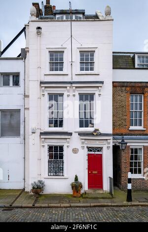 SE1, 49 Bankside, Cardinal's Wharf, 18c Grade II list house reputata poi rifiutata di essere associata a Sir Christopher Wren e Caterina d'Aragona. Foto Stock