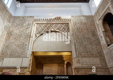 Cordova, Andalusia, Spagna, dicembre 28 2016, Vista interna del Sinagoga de Córdoba Foto Stock