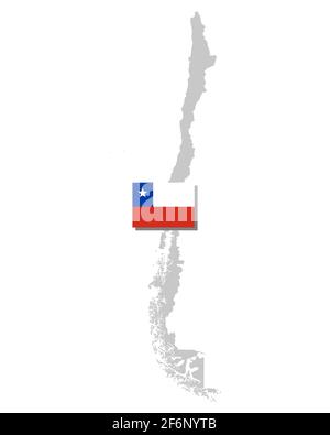 Bandiera e la Mappa di Cile Foto Stock