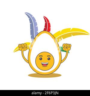 immagine vettoriale di ornamento di uovo e piuma colorata Illustrazione Vettoriale