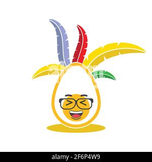 immagine vettoriale di ornamento di uovo e piuma colorata Illustrazione Vettoriale