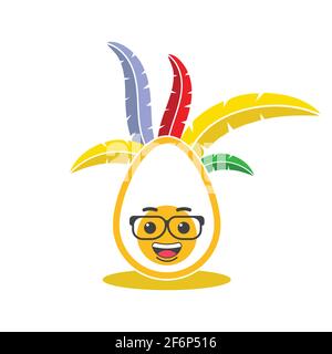 immagine vettoriale di ornamento di uovo e piuma colorata Illustrazione Vettoriale