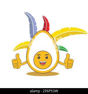 immagine vettoriale di ornamento di uovo e piuma colorata Illustrazione Vettoriale