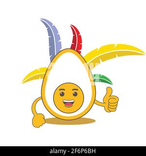 immagine vettoriale di ornamento di uovo e piuma colorata Illustrazione Vettoriale