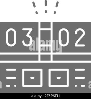 Icona grigia del tabellone segnapunti elettronico dello sport. Isolato su sfondo bianco Illustrazione Vettoriale