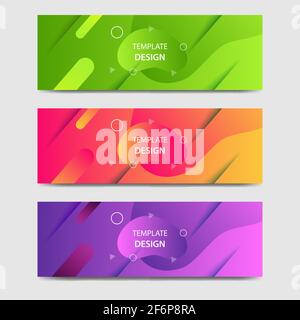 Modello di gradiente vibrante e sfondo futuristico per banner di intestazione e intestazione con forma a onda o fluida ed elemento geometrico. Adatto per sociale Illustrazione Vettoriale