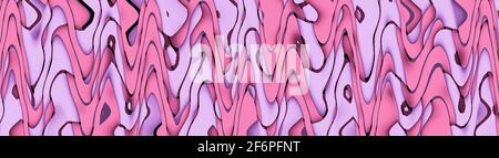 Sfondo linee curve multicolore. Motivo ondulato viola rosa. Illustrazione psichedelica astratta. Grande formato, rendering 3d Foto Stock